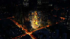 spatial practice architecture office Los Angeles Hong Kong ecospine twin towers cbd beijing china city night view