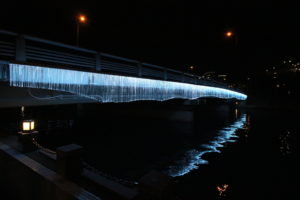 spatial practice architecture office Los Angeles Hong Kong indigo digital waterfall light installation tokushima japan light drops